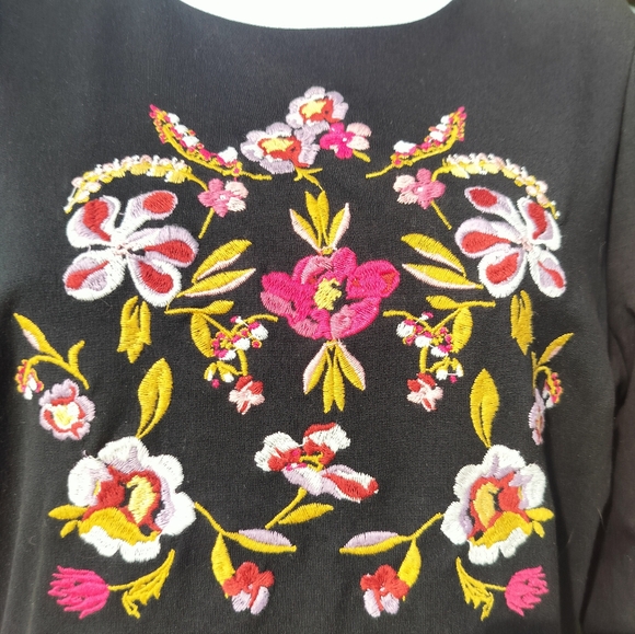 Ann Taylor loft Beautiful black embroidered Bohemian dress size 4 petite - Picture 8 of 9